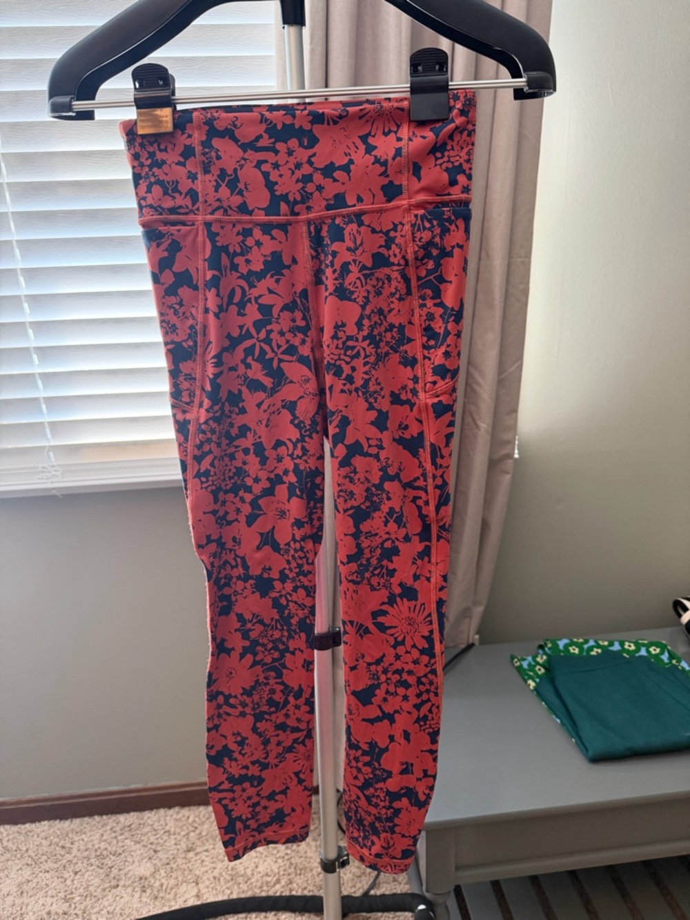 lululemon athletica Salmon and Navy Floral Leggings